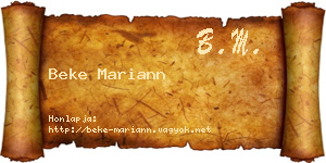 Beke Mariann névjegykártya
