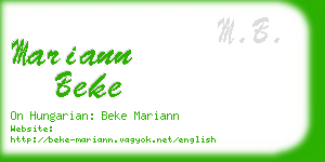 mariann beke business card